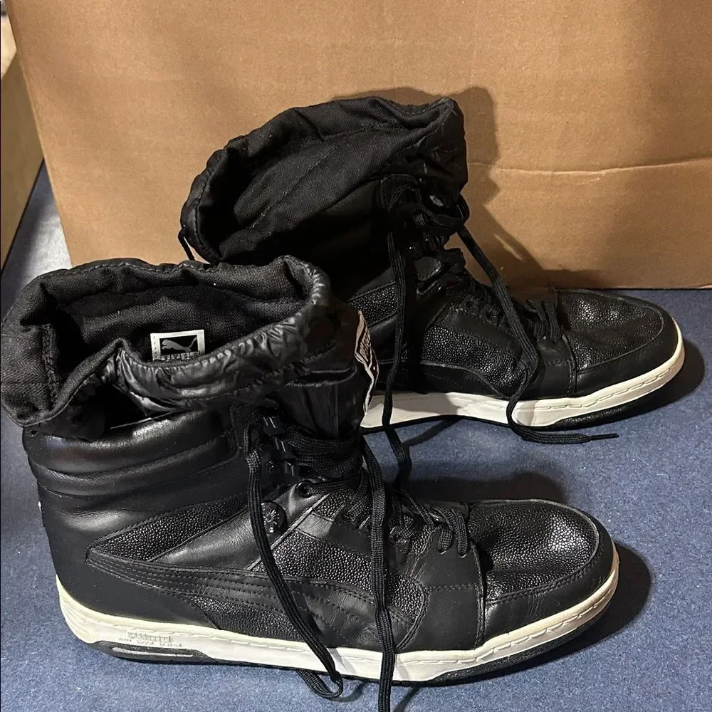 Puma Men's Black and White High-Top Sneakers with snow boot lining